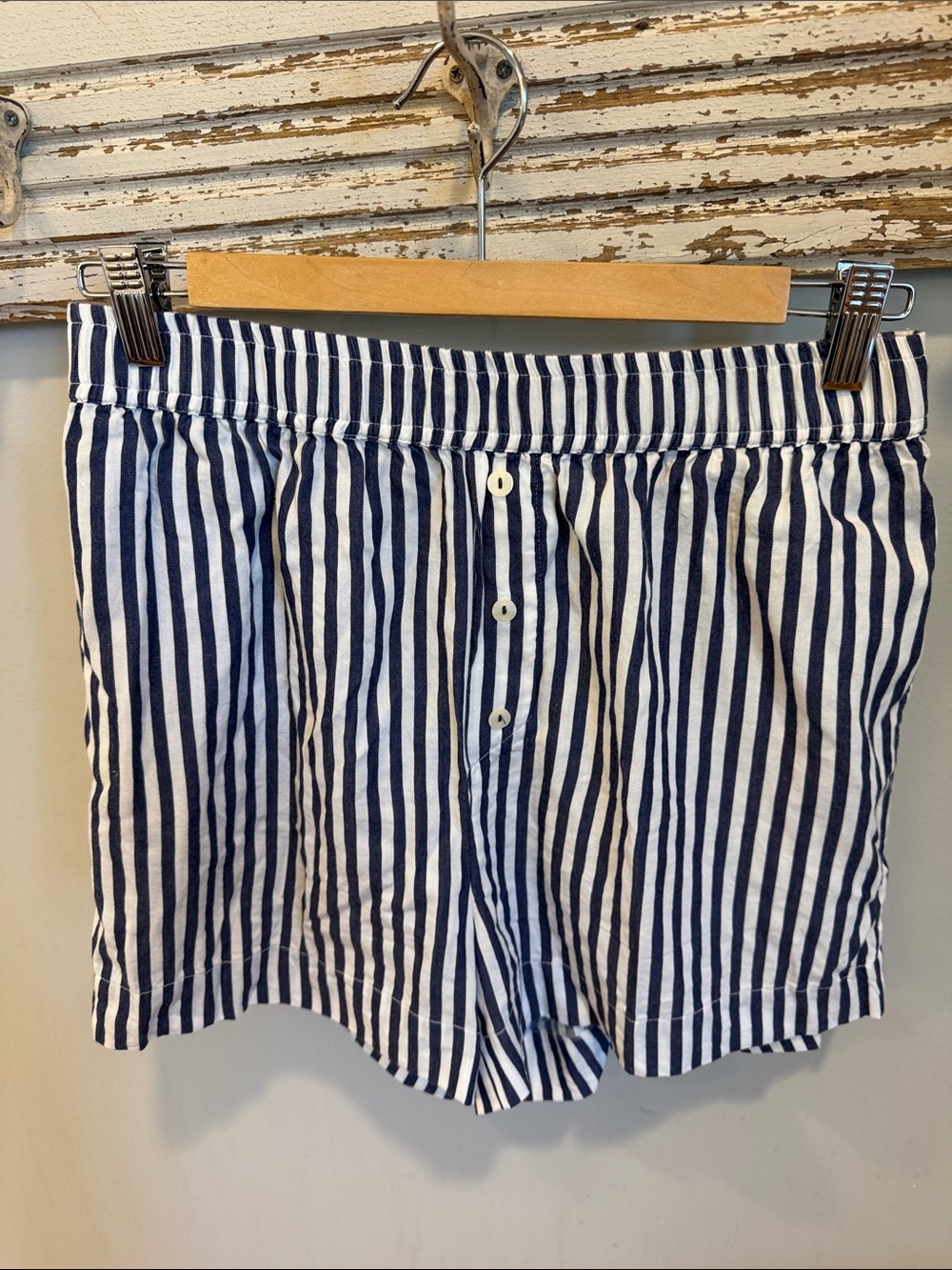 Anthropologie Wren Striped Navy & White Boxer Shorts Size Small - Picture 3 of 8